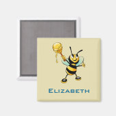 Happy Bumble Bee mit einem Scoop of Honey Personal Magnet (Vorderseite/Rückseite)