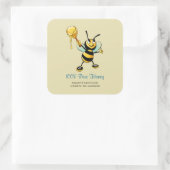 Happy Bumble Bee mit einem Scoop of Honey Quadratischer Aufkleber (Tasche)