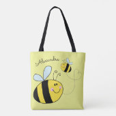 Happy Bumble Bees Flying Heart Personalisiert Tasche (Rückseite)