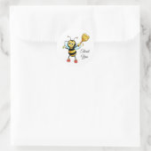 Happy Bumblebee on White Danke Runder Aufkleber (Tasche)
