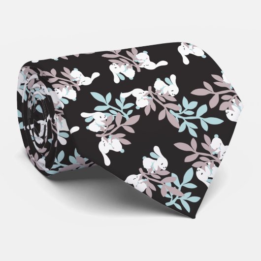 Happy Bunnies und Blumengraden-Muster Krawatte (Gerollt)