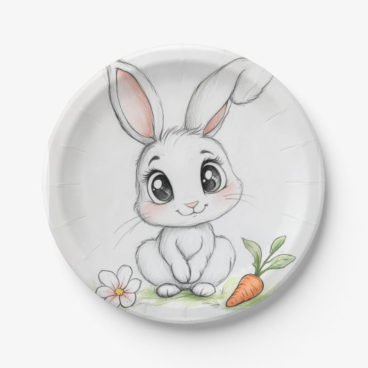 Happy Bunny lächelt Paper Plate Pappteller (Vorderseite)