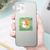 Happy Bunny mit Carrot in Forest Aufkleber (Telefon)