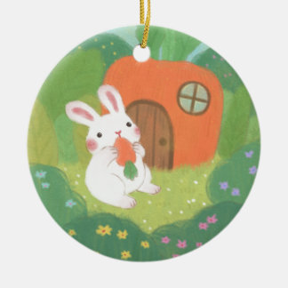 Happy Bunny mit Carrot in Forest Keramik Ornament