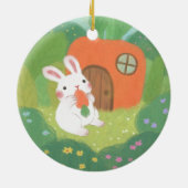Happy Bunny mit Carrot in Forest Keramik Ornament (Hinten)