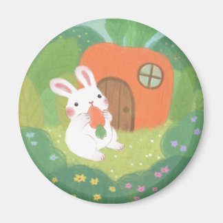 Happy Bunny mit Carrot in Forest Magnet
