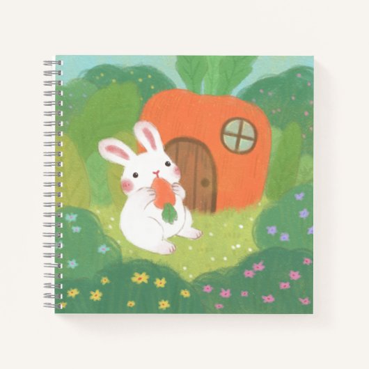 Happy Bunny mit Carrot in Forest Notizblock (Vorderseite)