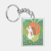 Happy Bunny mit Carrot in Forest Schlüsselanhänger (Vorderseite links)