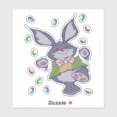 Happy Bunny mit Eiern Aufkleber (Blatt)