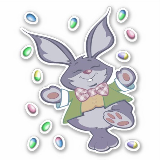 Happy Bunny mit Eiern Aufkleber (Vorderseite)