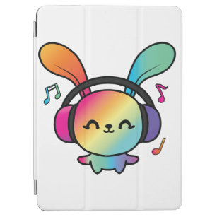 Happy Bunny mit Kopfhörern, die Musik hören. iPad Air Hülle