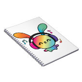 Happy Bunny mit Kopfhörern, die Musik hören. Notizblock (Rechte Seite)