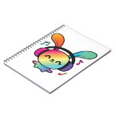 Happy Bunny mit Kopfhörern, die Musik hören. Notizblock (Linke Seite)