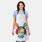 Happy Bunny mit Kopfhörern, die Musik hören. Schürze (Getragen)