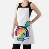 Happy Bunny mit Kopfhörern, die Musik hören. Schürze (InSitu)