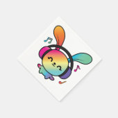 Happy Bunny mit Kopfhörern, die Musik hören. Serviette (Ecke)