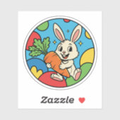 Happy Bunny mit Riesenkarrot - farbenfroher Bauern Aufkleber (Blatt)