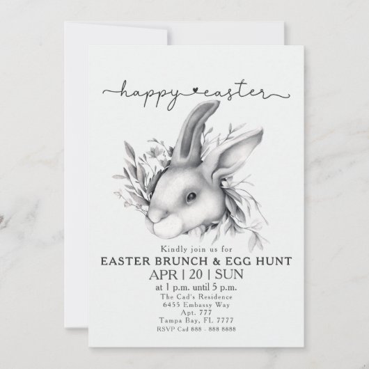Happy Bunny Oaster Brunch & Egg Hunt Einladung (Vorderseite)