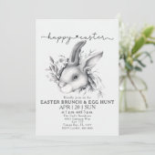 Happy Bunny Oaster Brunch & Egg Hunt Einladung (Stehend Vorderseite)