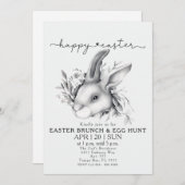 Happy Bunny Oaster Brunch & Egg Hunt Einladung (Vorne/Hinten)