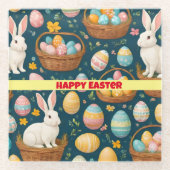 Happy Bunny Oaster Moderne Sammlung Glasuntersetzer (Vorderseite)