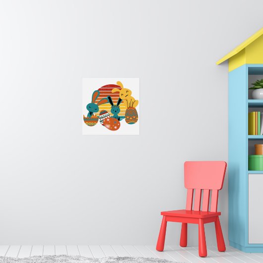 Happy Bunny, Ostereier, Niedlich Poster (Kinderzimmer 1)