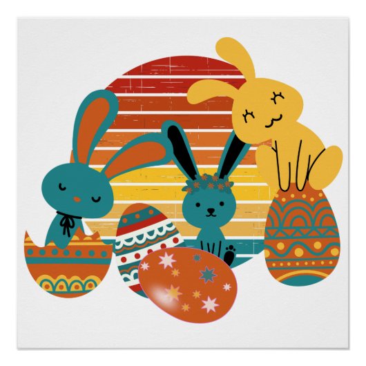 Happy Bunny, Ostereier, Niedliches Poster (Vorderseite)