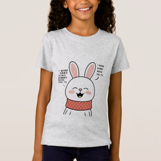Happy Bunny T - Shirt - Niedlicher Minimalistische (Vorderseite)