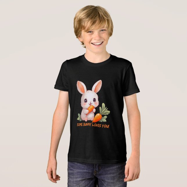 Happy Bunny with Carrot Tri-Blend Shirt (Vorderseite voll)