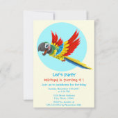 Happy bunt Papagei Cartoon Kindergeburtstag Party Einladung (Vorderseite)