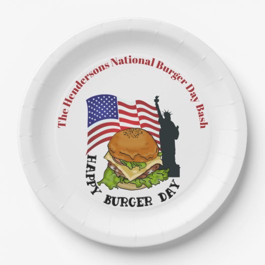 Happy Burger Day personalisiert Paper Teller (Vorderseite)