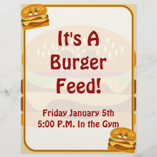 Happy Burger Niedlich Fast Food Fun Cartoon Art Flyer