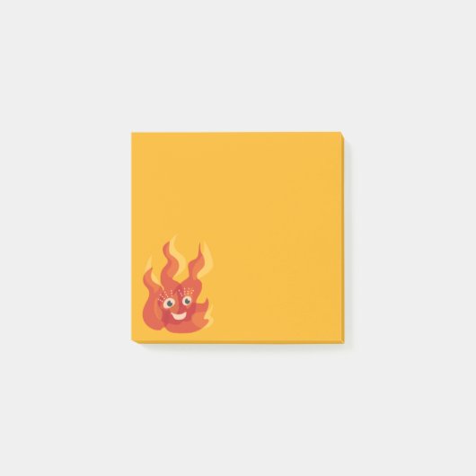 Happy Burning Fire Flame-Charakter Post-it Klebezettel (Vorderseite)