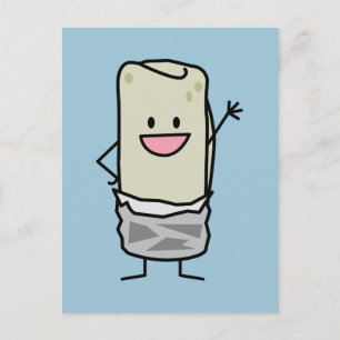 Happy Burrito Waving Hello Postkarte