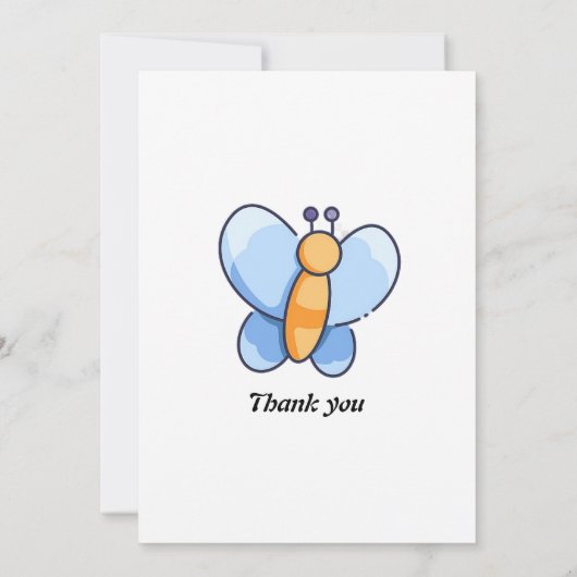 Happy Butterfly BabyShower Flat Dankeschön Karte (Rückseite)