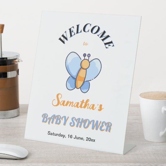 Happy Butterfly BabyShower Pedestal Schild (In Situ)