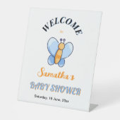 Happy Butterfly BabyShower Pedestal Schild (Vorderseite)