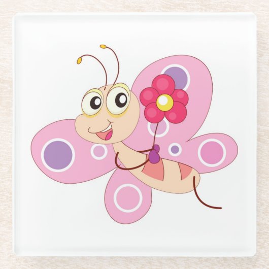 HAPPY BUTTERFLY GIRL GLASUNTERSETZER (Vorderseite)