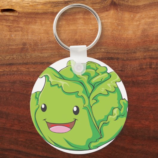 Happy Cabbage Gemüseslächeln Schlüsselanhänger (Vorderseite)