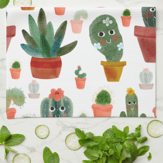 Happy Cacti Geschirrtuch (Gefaltet)