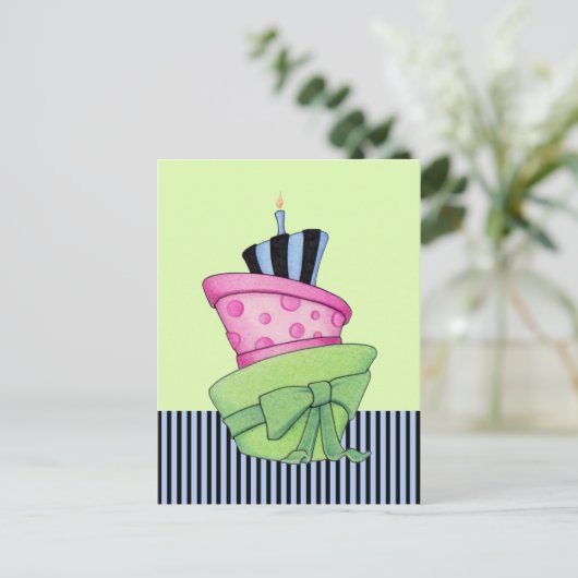 Happy Cake Postcard Postkarte (Stehend Vorderseite)