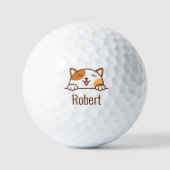 Happy Calico Cat Peeking Individuelle Name Golfball (Vorderseite)