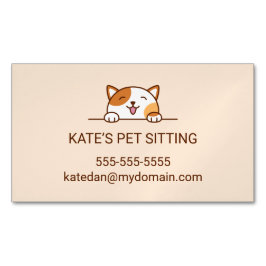 Happy Calico Cat Peeking Pet Sitting Service Magnetische Visitenkarte