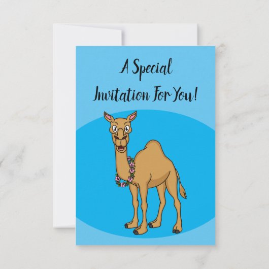 Happy Camel Cartoon Illustration Einladung (Rückseite)