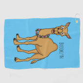 Happy Camel Cartoon Illustration Golfhandtuch (Horizontal)