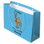 Happy Camel Cartoon Illustration Große Geschenktüte (Rückseite Schrägansicht)
