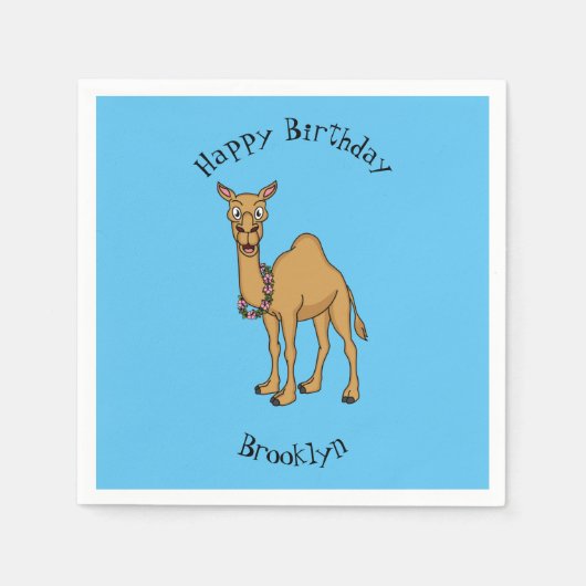 Happy Camel Cartoon Illustration Serviette (Vorderseite)