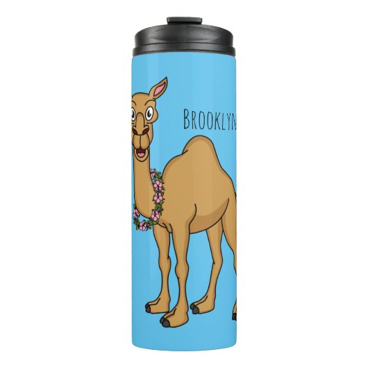 Happy Camel Cartoon Illustration Thermosbecher (Vorderseite)