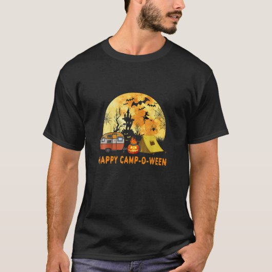 Happy Camp-0 Ween Funny Halloween im Camping-Site T-Shirt (Vorderseite)
