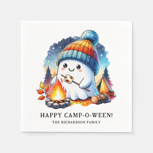 Happy Camp-o-ween Ghost Camping Custom Halloween Serviette (Vorderseite)